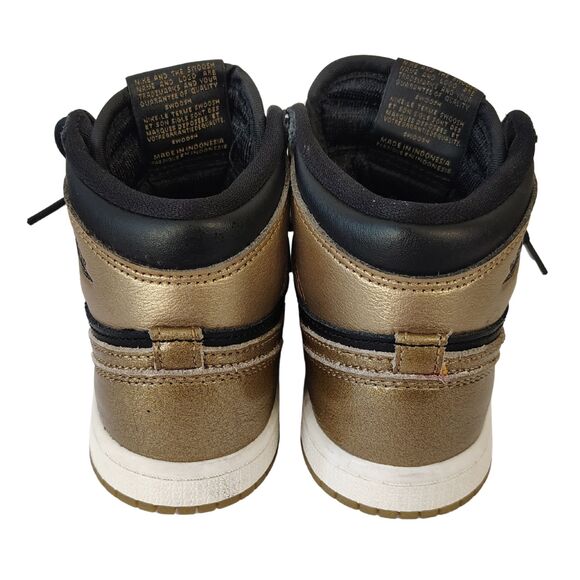 Nike AIR JORDAN 1 Retro High OG TD Black Metallic Gold Toddler 10C Hi Top Shoes - Picture 3 of 8